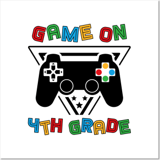 Back To School Game On 4th Grade Funny Gamer Kids Boys Posters and Art